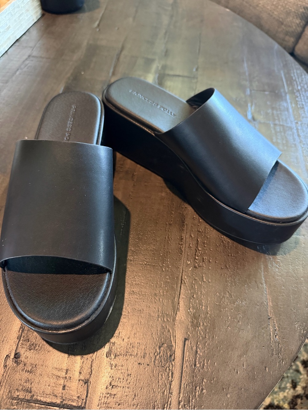 Princess Polly Black Platform Slide Mules